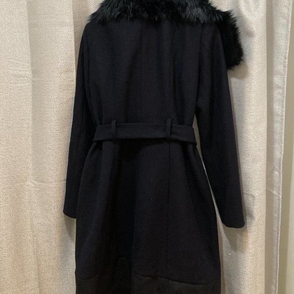 Vince Camuto belted coat with faux fur (wool caot) - Picture 3 of 10